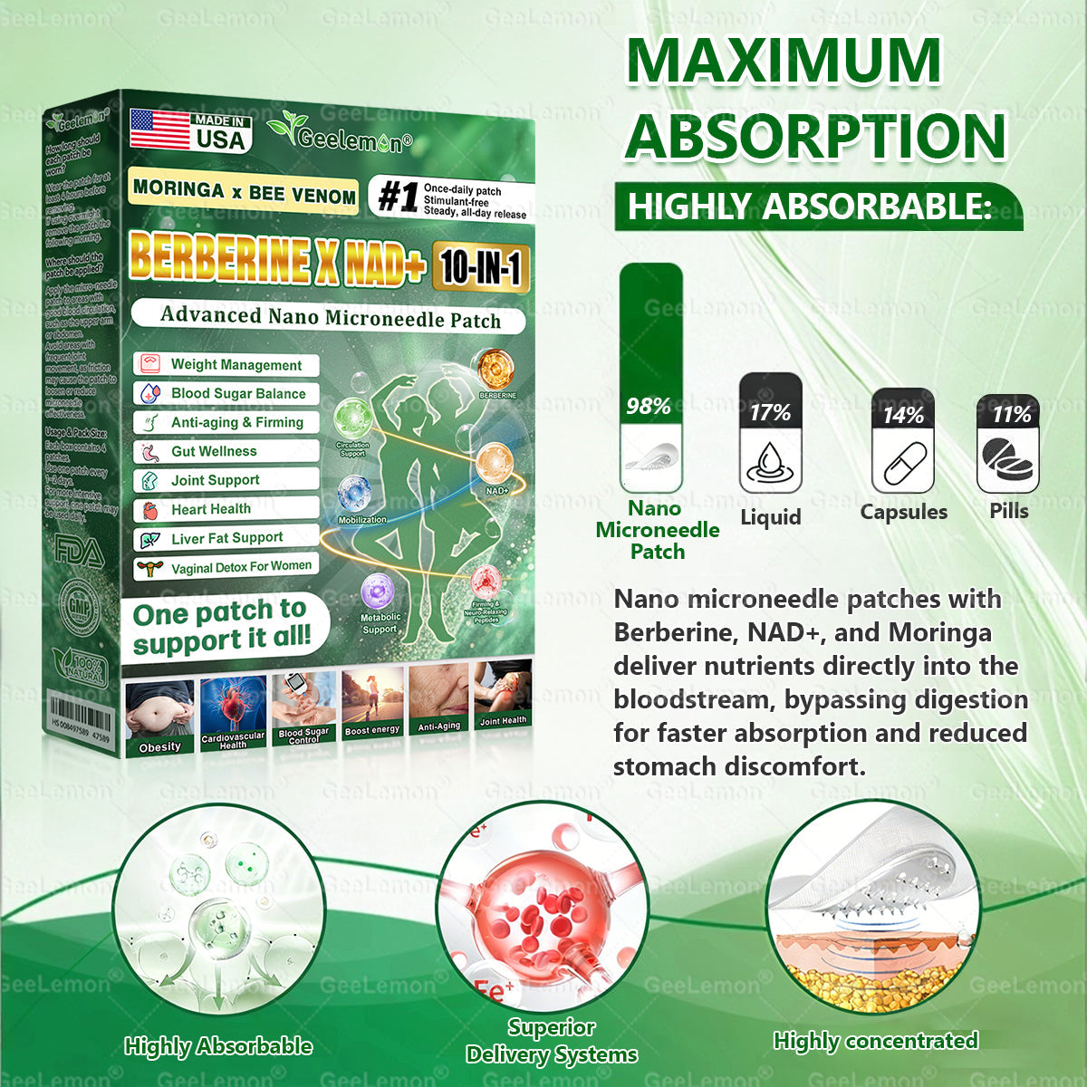 𝐎𝐟𝐟𝐢𝐜𝐢𝐚𝐥 𝐔𝐒 𝐒𝐭𝐨𝐫𝐞 🇺🇸  | 🧑‍⚕️𝐆𝐞𝐞𝐋𝐞𝐦𝐨𝐧® Moringa · Berberine × NAD+ 𝟏𝟎-𝐢𝐧-𝟏 𝐀𝐝𝐯𝐚𝐧𝐜𝐞𝐝 𝐍𝐚𝐧𝐨 𝐌𝐢𝐜𝐫𝐨𝐧𝐞𝐞𝐝𝐥𝐞 𝐏𝐚𝐭𝐜𝐡 — 𝐎𝐧𝐜𝐞 𝐃𝐚𝐢𝐥𝐲, 𝐕𝐢𝐬𝐢𝐛𝐥𝐞 𝐑𝐞𝐬𝐮𝐥𝐭𝐬 𝐢𝐧 𝟕 𝐃𝐚𝐲𝐬