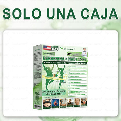 𝐆𝐞𝐞𝐋𝐞𝐦𝐨𝐧® Parche de Microagujas Nano Avanzado 10 en 1 con Moringa, Berberina y NAD+(𝐒𝐨𝐥𝐨 𝐮𝐧𝐚 𝐯𝐞𝐳 𝐚𝐥 𝐝í𝐚, 𝐜𝐚𝐦𝐛𝐢𝐨𝐬 𝐯𝐢𝐬𝐢𝐛𝐥𝐞𝐬 𝐞𝐧 𝟕 𝐝í𝐚𝐬) 𝐏𝐚𝐫𝐚 𝐨𝐛𝐞𝐬𝐢𝐝𝐚𝐝, 𝐏𝐈𝐄𝐋 𝐅𝐋𝐎́𝐂𝐈𝐃𝐀, 𝐝𝐢𝐚𝐛𝐞𝐭𝐞𝐬, 𝐚𝐩𝐧𝐞𝐚 𝐝𝐞𝐥 𝐬𝐮𝐞ñ𝐨, 𝐩𝐫𝐨𝐛𝐥𝐞𝐦𝐚𝐬 𝐚𝐫𝐭𝐢𝐜𝐮𝐥𝐚𝐫𝐞𝐬 𝐲 𝐦á𝐬