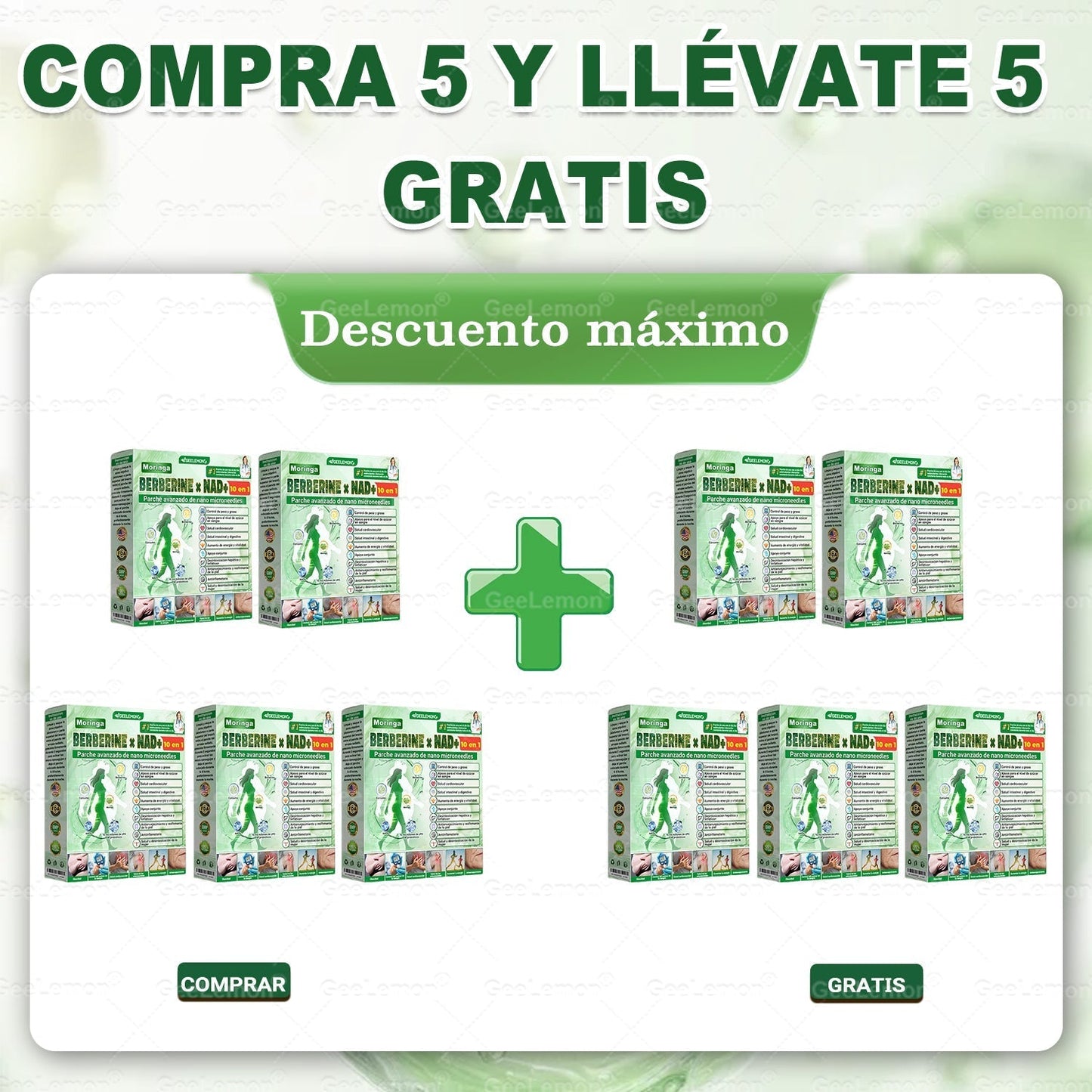 𝐆𝐞𝐞𝐋𝐞𝐦𝐨𝐧® Parche de Microagujas Nano Avanzado 10 en 1 con Moringa, Berberina y NAD+(𝐒𝐨𝐥𝐨 𝐮𝐧𝐚 𝐯𝐞𝐳 𝐚𝐥 𝐝í𝐚, 𝐜𝐚𝐦𝐛𝐢𝐨𝐬 𝐯𝐢𝐬𝐢𝐛𝐥𝐞𝐬 𝐞𝐧 𝟕 𝐝í𝐚𝐬)🎉 𝐏𝐚𝐫𝐚 𝐨𝐛𝐞𝐬𝐢𝐝𝐚𝐝, 𝐏𝐈𝐄𝐋 𝐅𝐋𝐎́𝐂𝐈𝐃𝐀, 𝐝𝐢𝐚𝐛𝐞𝐭𝐞𝐬, 𝐚𝐩𝐧𝐞𝐚 𝐝𝐞𝐥 𝐬𝐮𝐞ñ𝐨, 𝐩𝐫𝐨𝐛𝐥𝐞𝐦𝐚𝐬 𝐚𝐫𝐭𝐢𝐜𝐮𝐥𝐚𝐫𝐞𝐬 𝐲 𝐦á𝐬
